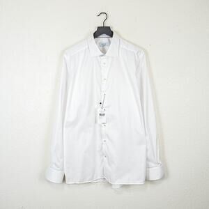 ETON Contemporary Button up Dress Shirt Solid White cotton size 17 1/2 NWT